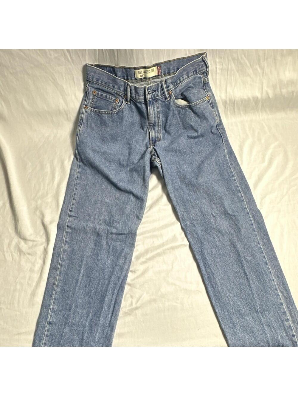 0029 Levi's 550 33x32 Relaxed Fit Men's Blue Light Wash Denim Straight Jeans